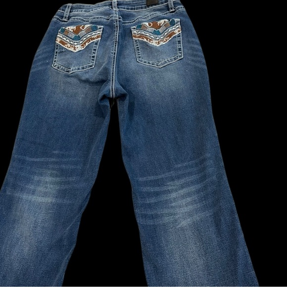 Flamingals Woman’s Jeans. Bootcut, Embroidered Pockets, SZ Large Exc.Condition - Picture 2 of 8